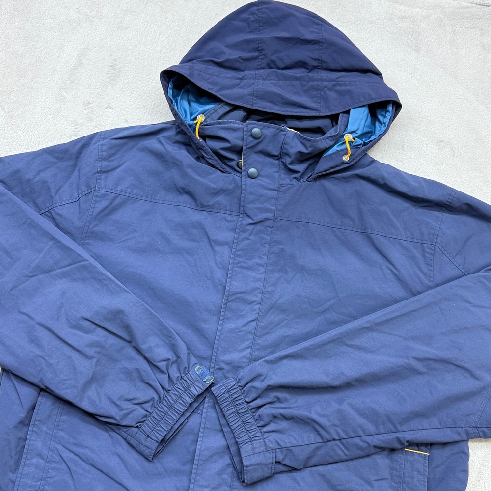 Vintage L.L. Bean Windbreaker Jacket Mens Large Blue Hooded Full Zip Nylon 0BCY9